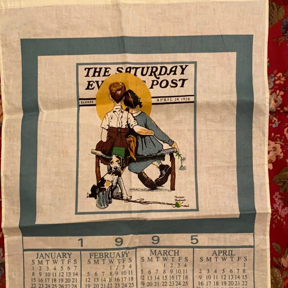 Vintage Norman Rockwell calendar towel